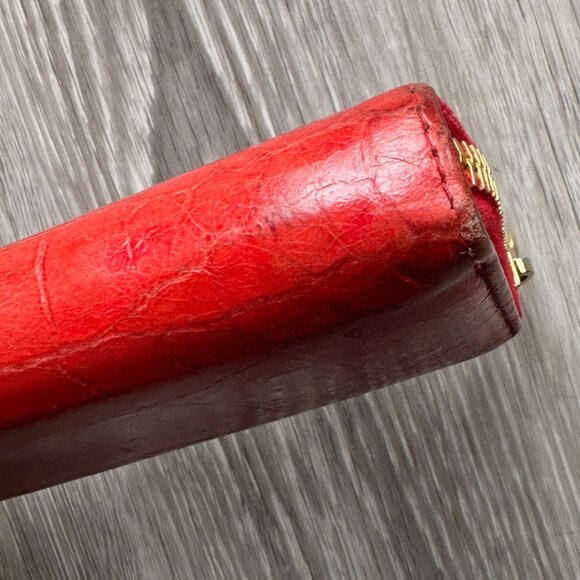 Miu Miu Red Croc Embossed Leather Zip Around Wallet with Original Box - Picture 10 of 16